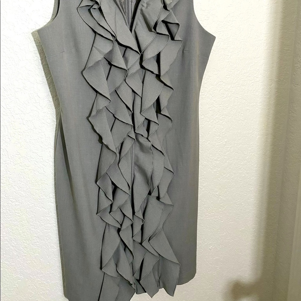 Grey Casual Ruffle Front Dress